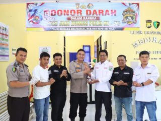 HUT ke-75 Humas Polri, Polres Lebong dan Insan Pers Kumpulkan 15 Kantong Darah
